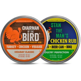 2 Pack of Perfet Poultry Pack - Chairman of the Bird Gourmet Turkey Rub + Stan's Premiun Chicken and Deep Fried Turkey Rub - All Natural Gluten Free Low Salt No MSG, 3 Ounce Spice Tin