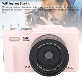 5K Digital Camera, WiFi 75MP Vlogging Camera, Compact Portable Autofocus Point and Shoot Cameras with 3 Inch 180 Degree Flip Screen 18X Digital Zoom