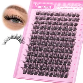 Yawamica Wispy Lash Clusters C Curl Individual Lashes DIY Cluster Eyelash Extensions 10-16mm Natural Eyelash Clusters 144 pcs Soft Lashes Clusters with Thin Lash Band DIY Lash for Self Application