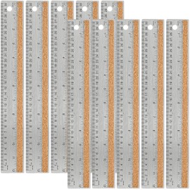 Boompark Stainless Steel Metal Ruler:[10 Pieces 12 Inch] Stainless Steel Metal Ruler w...