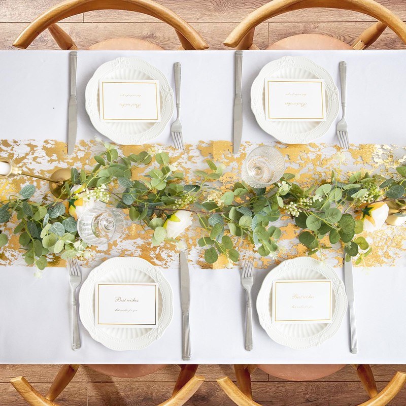 NLUS 2 PCS Gold Table Runner, 11"x108" Per Roll Sequin