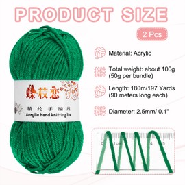 MECCANIXITY 2PCS Crocheting Yarn,Pale Green 4 Ply Acrylic Yarn 100g Sport Weight Yarns Bulk Soft and Fluffy Yarns for Knitting DIY Crochet Handicraft Blankets Gift,197 Yards