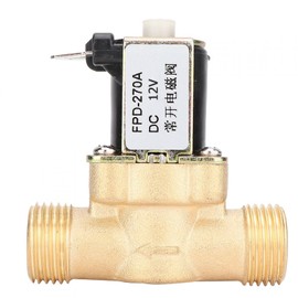 Tyenaza DC12V Válvula de Solenoide, Interruptor de Entrada de Agua de la Válvula Electromagnética del Solenoide de Latón Normalmente Abierto de G1/2 ", para Agua, Aire, Gas, Diésel, Tuberías
