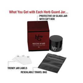 Herb Guard - Eighth Oz Ultraviolet Jar (50 ml) Airtight UV Protection Keeps Goods Fresh for Months