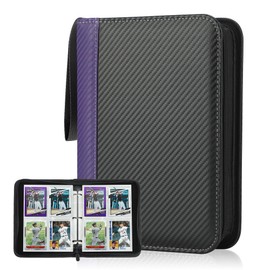 Deoyibu Trading Card Album for 440 Cards, Scrapbook with 4 Compartments, 55 Pages for Card Organiser, Card Binder Made of PU, for Sports Cards, MTG, TCG, Yugioh Cards etc. Purple