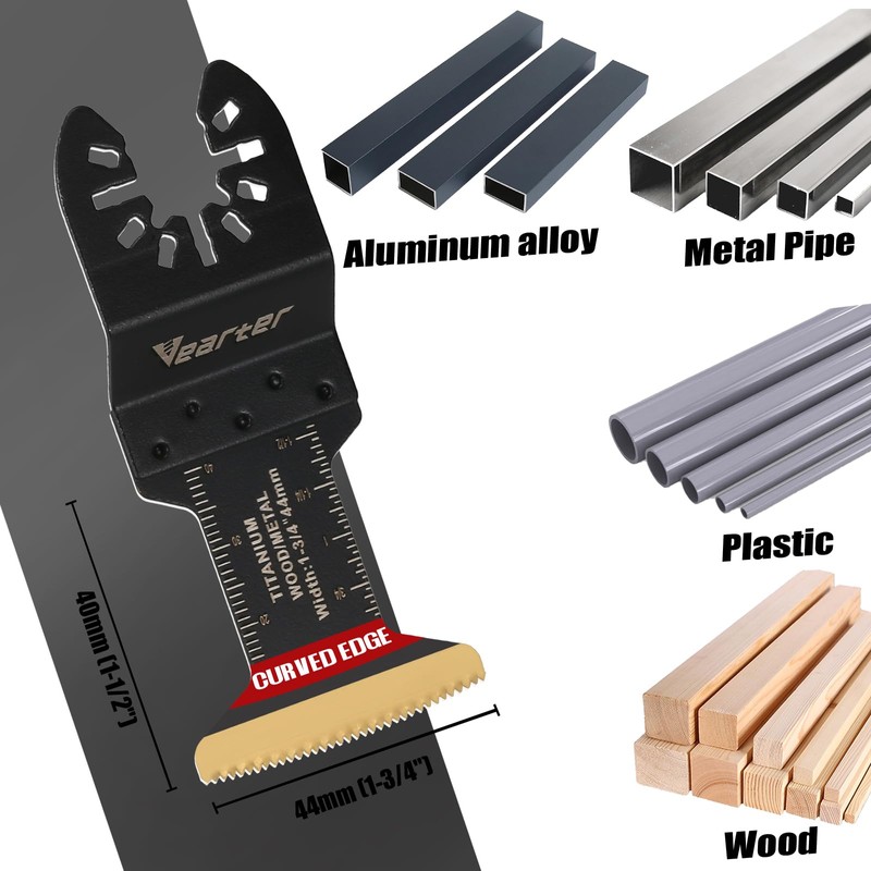 Vearter Bi-Metal Titanium Oscillating Tool Blade 5PCS for Soft Metal,