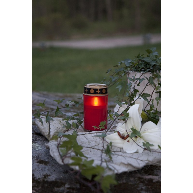 LED Grave Light Timer Red Height 12 cm