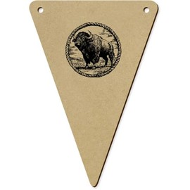 5 x 140mm 'American Male Buffalo Portrait' Wooden Bunting Flags (BN00088499)