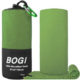 BOGI Microfibre Travel Towel,Quick Dry Towel,Soft Lightweight Gym Towel,Super Absorbent & Ultra Compact Camping Towel for Beach Sports Swimming Gym Yoga Camping Hiking (M:100cmx50cm-AGreen)