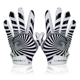 hisptgo Kids Football Gloves Ultra-Sticky Receiver Gloves for Kids with Enhanced Grip and Protection, Football Gloves Youth Boys 8-12, Spiral White