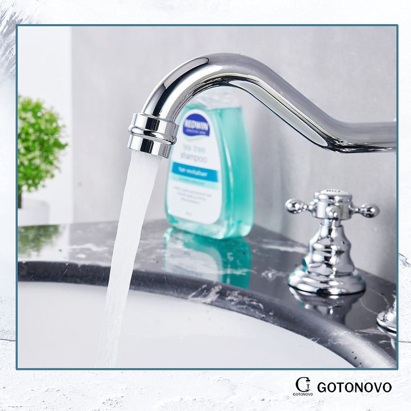 Widespread Bathroom Sink Faucet Double Cross Knobs Polish Chrome 3