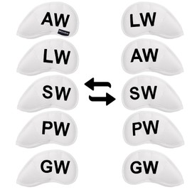 Andux 5Pack PU Golf Wedge Irons Club Head Covers NO. on both Sides with Hook & Loop Closure MT/S20 （White）