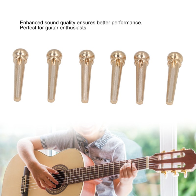 6PCS Guitar Bridge Pin Copper Acoustic Guitar Bridge Pins Peg