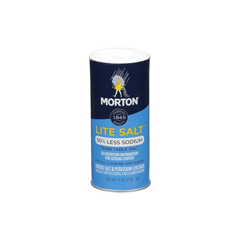 Morton Lite Salt, No Artificial Color, Low Sodium Salt for