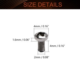 MroMax 30Pcs M2 x 4mm Pan Head Phillips Machine Screws, 304 Stainless Steel 18-8, Fully Thread, Metric Silver Gray Cross Head Screws Bolts for Computers, Camera and Other Small Electronic Devices