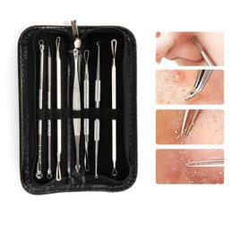 Stainless Steel Blackhead Remover Spot Popper Tool Kit 7 Pcs, Complete Skin Clearing Toolkit& Whitehead Extraction Set, Professional Pimple Spot Popper Acne Comedone Extractor Kit, Acne Needle Spot.