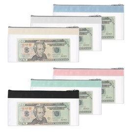 6Pcs Money Pouch, 8.27 × 4.13 inch Cash Envelopes for Budgeting Money Pouch Cash Envelopes Clear Money Organizer Coin Bag for Collectors Money Coin Tool?6 Colors?