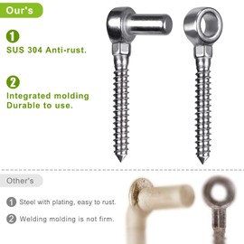 Insaga Cast 304 Stainless Steel Heavy Duty Gate Hinges, 2Pack Gate Hinges Heavy Duty, M12 Hook and Eye Hinges, Partial Thread Gate Bolt Hook, Wood Gate Hinge for Farm, Fence Gates