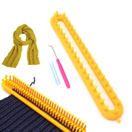 kiptyg Knitting Loom, Loom Knitting Patterns, Knitting Loom Set, with Knitting and Crochet Hooks, Strong and Durable, Easy to Use, Suitable for Knitting Scarves and Hats (Yellow, 36 cm, 1 Set)