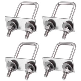 Pack of 4 U Bolts U-bolts, square screws, stainless steel square tube U-bracket with nut frame washers, for towing, cars, ships, repair of pipelines (M6.50 x 80)