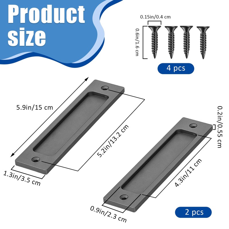 2 Pack Barn Door Handles, 6 Inch Flush Door Pull,