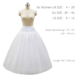 Aprildress A-line Hoopless Petticoat Crinoline Underskirt Slips for Wedding Dress UK-PPT026 White