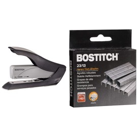 Bostitch 60 Sheet Heavy Duty Stapler - Two Fingers, No Effort, Spring Powered Stapler - Gray (1200) & PaperPro 1913 Heavy Duty 23/13 Staples, 100 Sheet Capacity (Box of 1,000)
