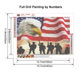 Maripabon 5D Painting by Numbers Kits National Flag Eagle Military Full Diamond DIY Round Diamond Art Kits Patriotic Pictures Art for Home Wall Decor,15.7x11.8 inch