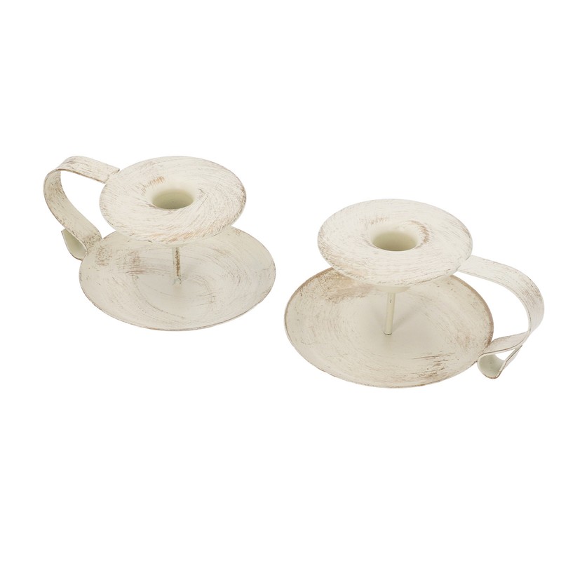 2pcs Taper Candle Holders Simple Antique Finish Iron Candle Holder