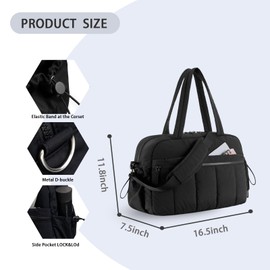 FULONEEI Gym Bag for Women,Travel Duffel Bags with Compartmennt Lightweight Sports Bag Durable Quilted Gym Tote Bag for Workout/Sport/Travel