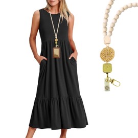 Wood Cute Beaded Teacher Lanyard with ID Holder Retractable Breakaway Badge Lanyards for ID Badges for Women Cute (Schima-2)