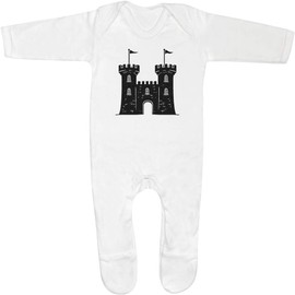 Azeeda 3-6 Monate 'Burg mit Fahnen' Baby Strampler/Schlafanzug (SS00100792)