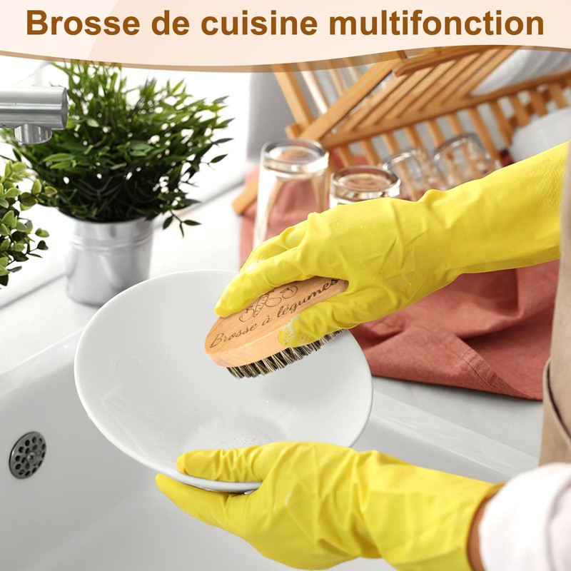 AUGSUN 2 Pieces Cleaning Brush, 11 x 6 cm, Vegetable