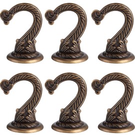 Hotop 6 Pcs Swag Ceiling Hooks Heavy Duty Swag Hooks Vintage Style Ceiling Hook for Hanging Plants Indoor Outdoor Decor Kitchen Flower Baskets Wind Chimes and Lights(Small,Bronze)