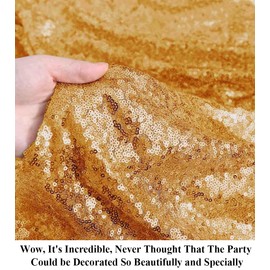 Partisout Gold Sequin Fabric Glitter Fabric 3mm 2 Yard Sequin Fabric by The Yard Sparkly Fabric Little Mermaid Fabric Outdoor Glitter Material for Dress Clothing Wedding Home Dec (2 Yards, Gold)