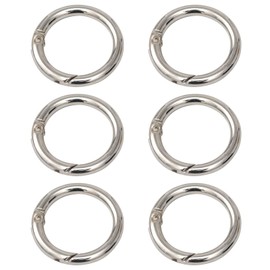6Pcs High Strength Zinc Alloy Gate O Ring Rust-Proof Round Carabiner Clip Key Keychain Craft Spring Gate O Ring for Curtain Keychains(Silver)