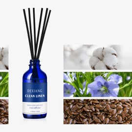 Navy Blue Reed Diffuser Set, 3.72 Oz (110ml) Scent Diffuser, Comes with 6 Diffuser Sticks,Clean Linen Home Fragrance Bathroom Accessories& Home Decor