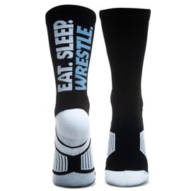 ChalkTalkSPORTS Wrestling Youth Woven Mid-Calf Socks | Eat Sleep Wrestling | Black