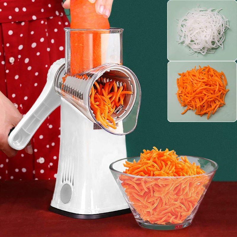 Rotary Cheese Grater Shredder 5-in-1 Tumbling Box Mandoline Vegetable Julienne