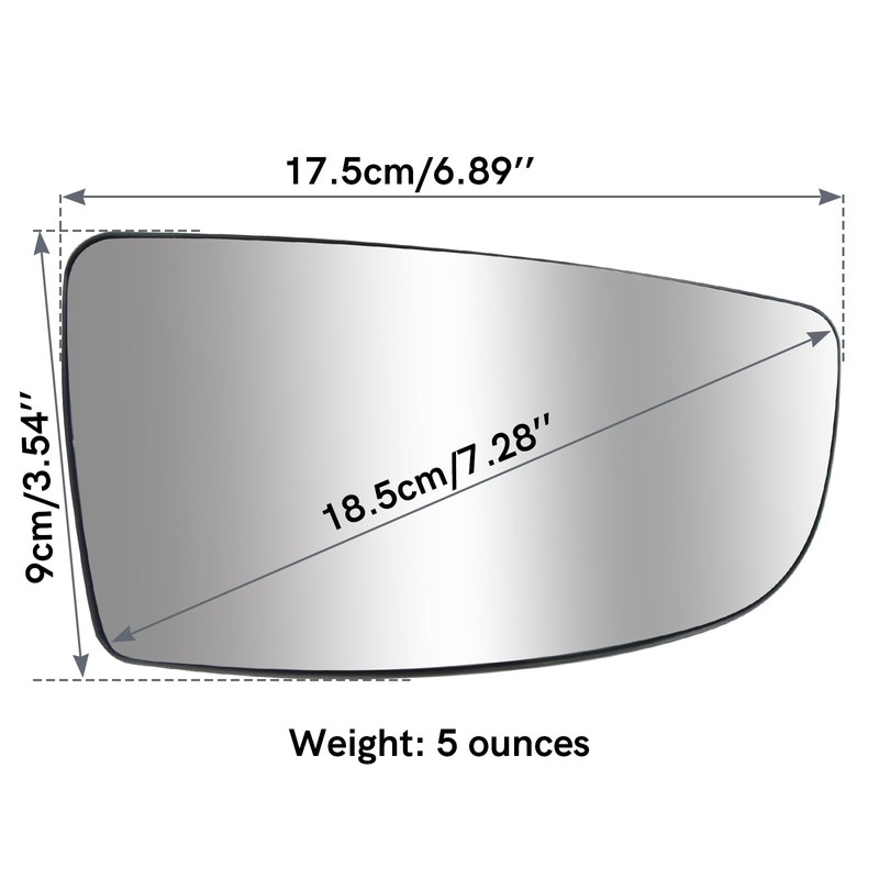 TOP-MAX Passenger Right Side Lower Mirror Glass Replacement for Ford