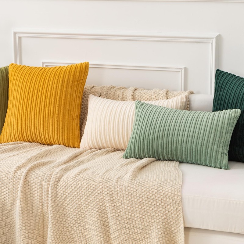 Kevin Textile Spring Oblong Throw Pillow Striped Corduroy Rectangle Pillow