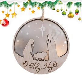 Christmas Nativity Scene Ornaments,Wooden Christian Christmas Ornaments | Hangable Hole Christ Nativity of Jesus Ornament Traditional Religious Ornament