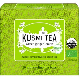 KUSMI TEA Kusmi Tea Green Ginger Lemon, 0.07 oz (2.0 g) x 20 Tea Bags (No Individual Packaging), Organic, JAS Certified, Green Tea