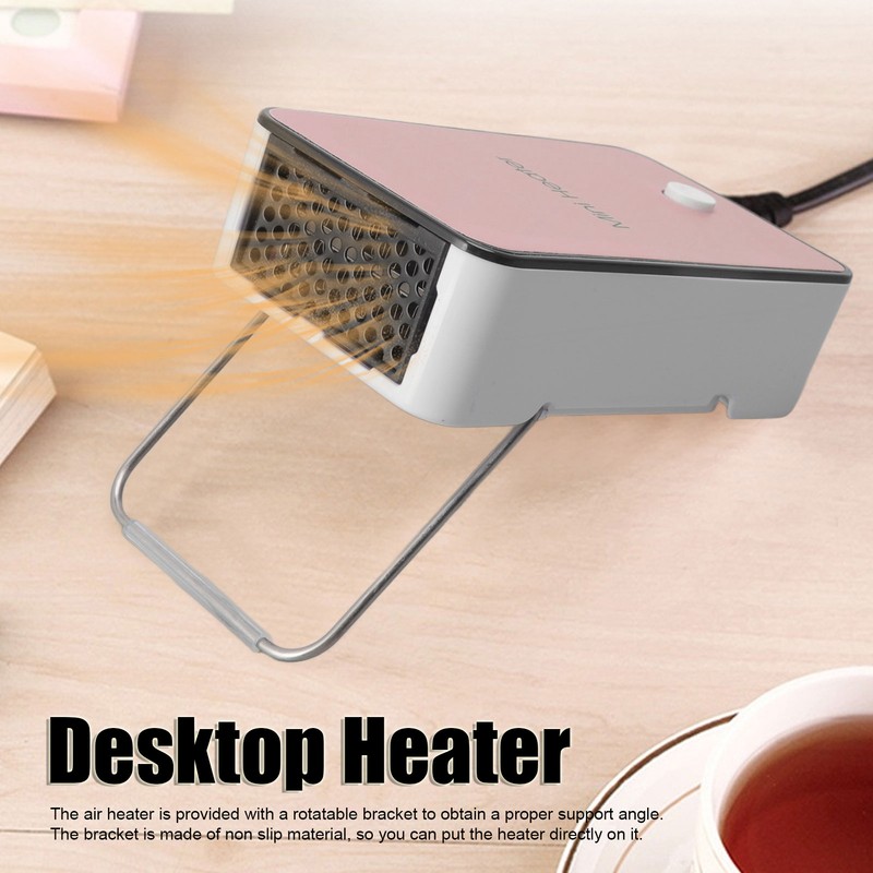 Mini Space Heater Pink Fast Heating Rotatable Holder Anti Slip