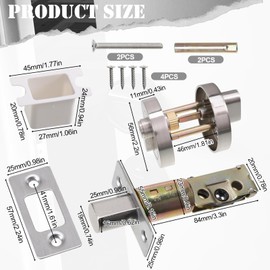 SIWOKJJO Single Cylinder Deadbolt, Round Deadbolt Lock with Keys, Zinc Alloy Door Locks Invisible Door Lock Bedroom Door Lock for Front Door, Entrance Door, Passage Door