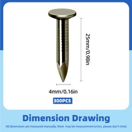 Glarks 300Pcs 1inch Steel Roofing Felt Nails Roofing Felt Pins Clout Nails Countersunk Head Felt Nails, for Securing Shed Roofs, Roofing Felt Slate Boards, Wood Shed Tiles