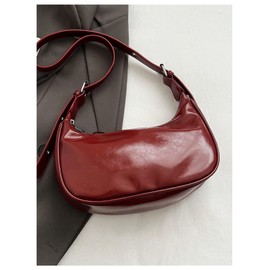 QWINEE Women's Y2K Lace Up Bow Shoulder Bags Zipper Faux Leather Crescent Handbag Hobo Bags Red One Size