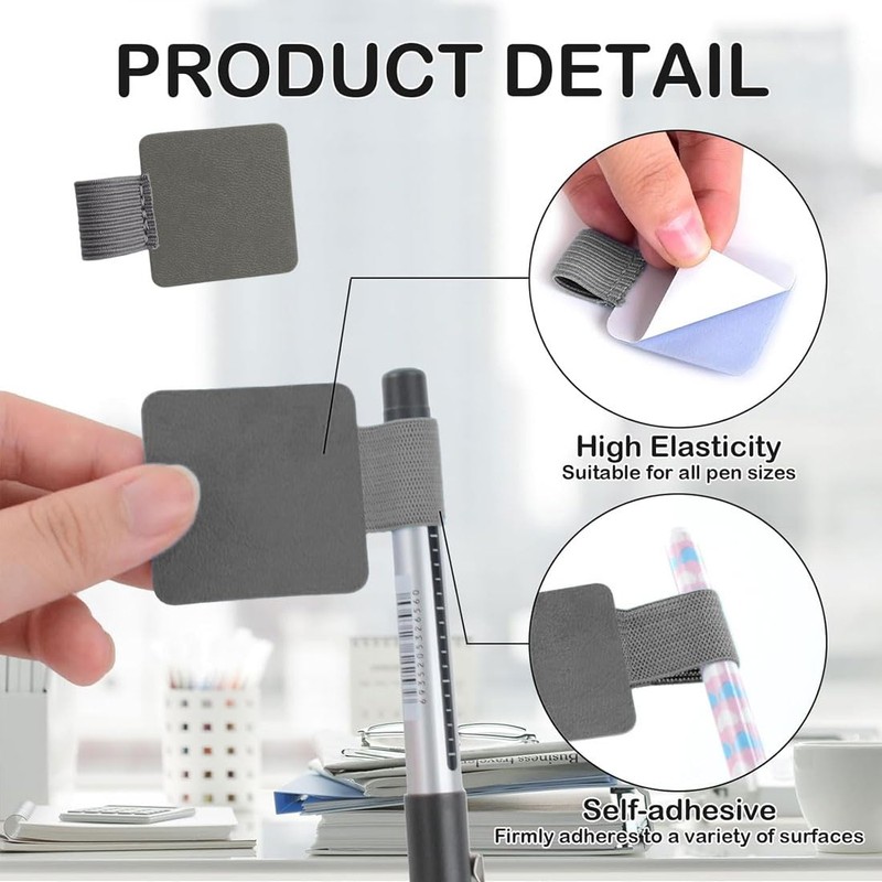 WUSJCOF 7PCS Selbstklebender Lederstifthalter, PU Leder Pen Holder, Stiftschlaufe Selbstklebend