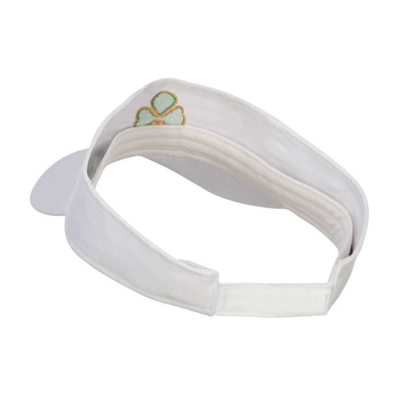 Shamrock Embroidered Sun Visor - White OSFM