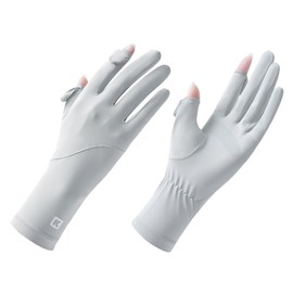 MEPOKI Women's UV Protection Gloves, UPF 50+ Certified, Cool Touch Feeling of 3-5°C, Long Design Provides Solid UV Protection to Your Wrist, 2 Finger Out Design, Easy to Work Detail, Anti-Slip Design,